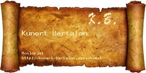 Kunert Bertalan névjegykártya